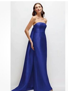 Alfred Sung Cobalt Blue Strapless Satin Twill Column Gown Size 14 R